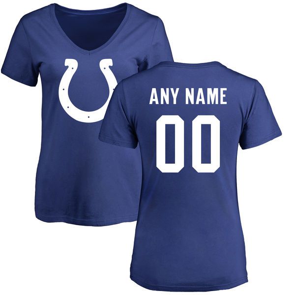 Women Indianapolis Colts NFL Pro Line Royal Any Name and Number Logo Custom Slim Fit T-Shirt